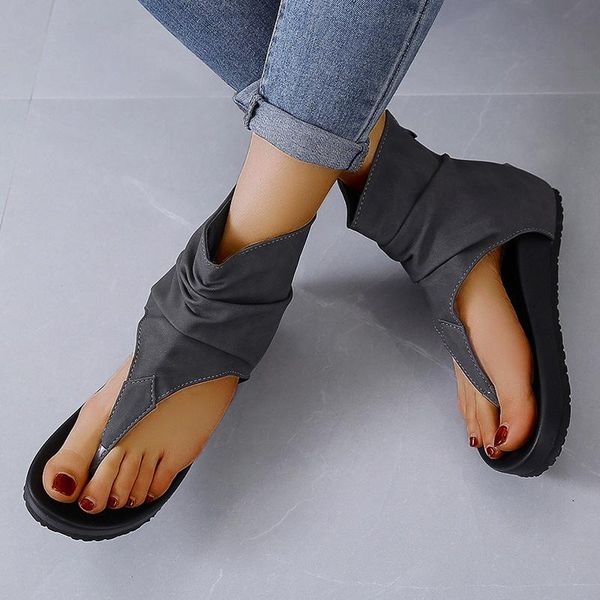 

shoes for women 2021 open toe sandals ladies summer flats thong flip flops back zips fashion, Black