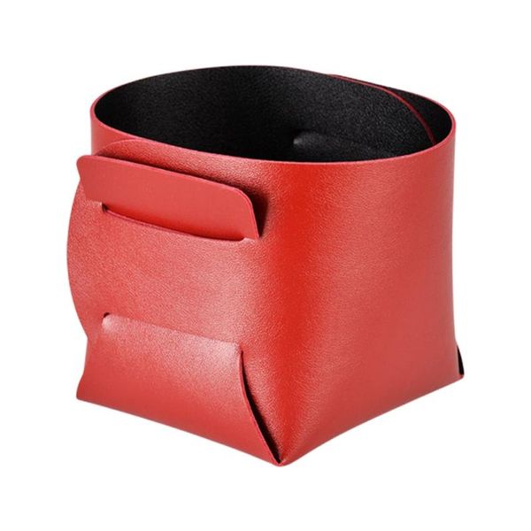 

hooks & rails mini storage basket household sundries supplies foldable leather deskcosmetic headset remote control bag