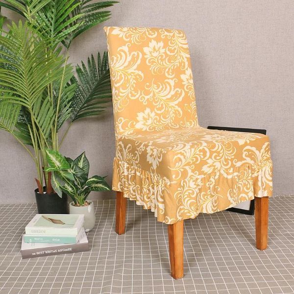 

chair covers removable cover polyester fiber thin gold pattern ruffled stretch seat banquet elastic el home textile