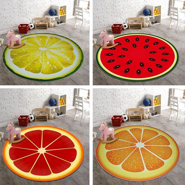 

outdoor pads round fruit lemon watermelon carpet bedroom living room soft crystal fleece camping mat sleeping pad cushion