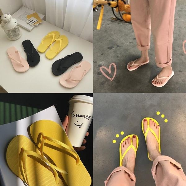 

slippers chic flip-flops female summer flat bottom outside wear soft non-slip slip-toe beach shoes ins, Black