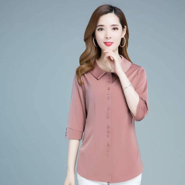 

women's blouses & shirts spring autumn style chiffon casual half sleeve plus size blusas df3300, White