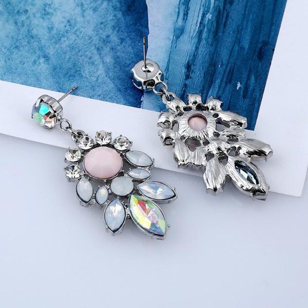 

1pair fashion alloy pink earrings for women bridal temperament stud, Golden;silver