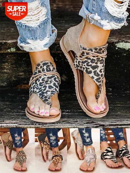 

summer sandals women 2020 leopard flats shoes woman bohemia sandalias sapato feminino zapatos de mujer casual snake zebra shoe #en0a, Black