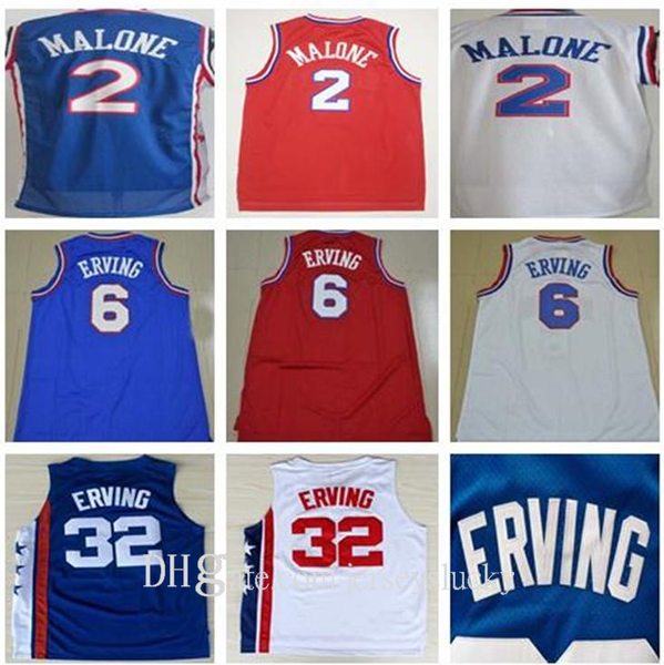 

professional mens 2 moses malone 6 julius erving jersey blue red white 32 julius erving 13 wilt chamberlain stitched basketball jerseys size, Black;red