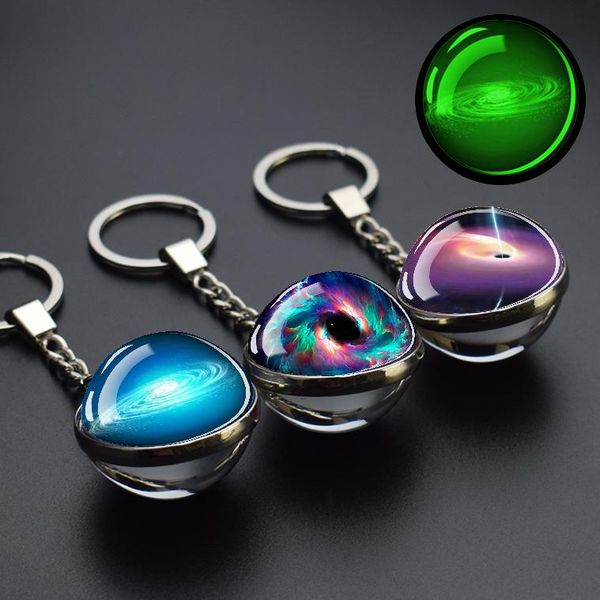 

keychains esspoc vintage galaxy keychain helix nebula art star picture 35mm glass ball pendent keyrings luminous astronomy gifts, Silver