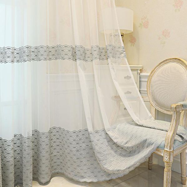 

curtain & drapes 2021 translucent embroidery tulle simple and modern partition finished for living dining room bedroom custom