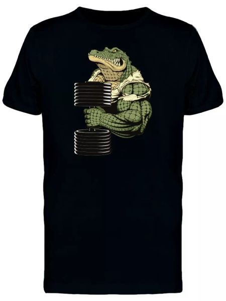 

Strong Crocodile Dumbbell Men's Tee -Image by Shutterstock, White;black