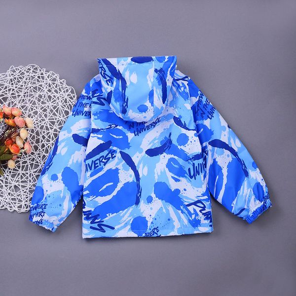 

INS HOT Boys jackets spring autumn and winter baby boys 2-7 years old Graffiti Windproof and breathable jacket baby jacket, Blue