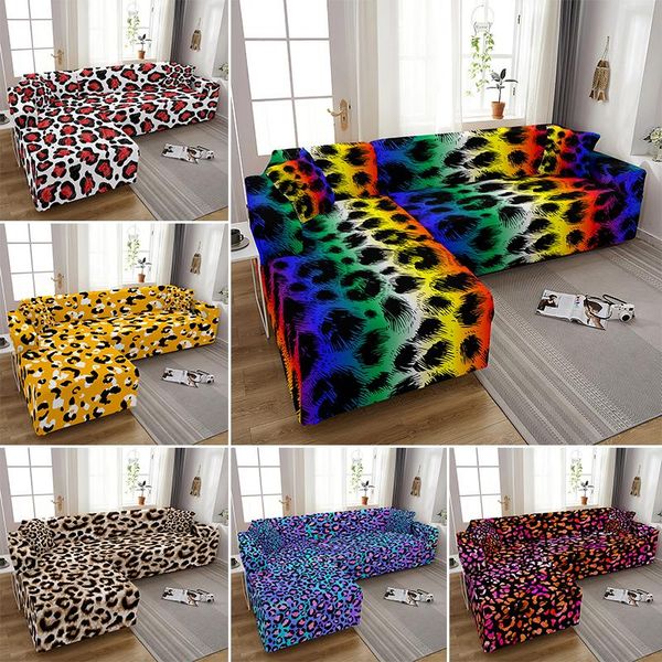 

chair covers animal skin leopard combination elastic sofa l shape stretch couch cover for living room decor dust-proof slipcovers