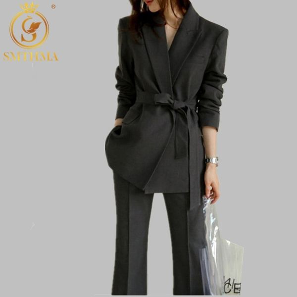 Tailleur pantalone da donna grigio scuro OL pantalone da donna pasticciato formale da ufficio Unifrom abbigliamento da lavoro s donna 210520