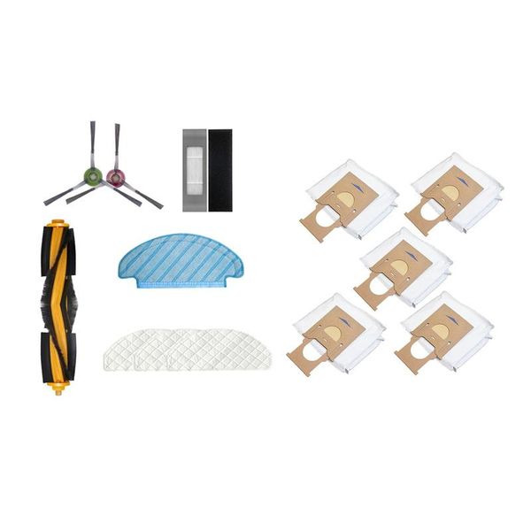 

-1set side roller brush filters mop cloth for ecovacs ozmo t8 & 5pcs dust bags t8/t8aivi vacuum cleaners