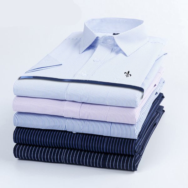 

men's short sved plaid stripe shirt, casual, formal, summer, White;black