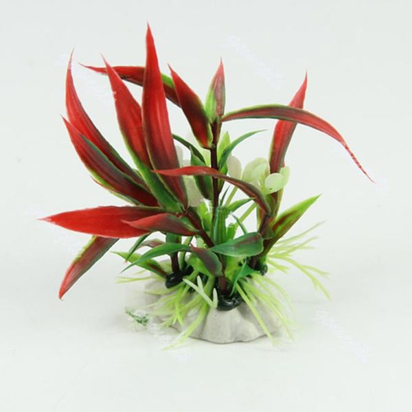 

decorations aquarium fish tank landscape ornament decor red artificial plastic water plant