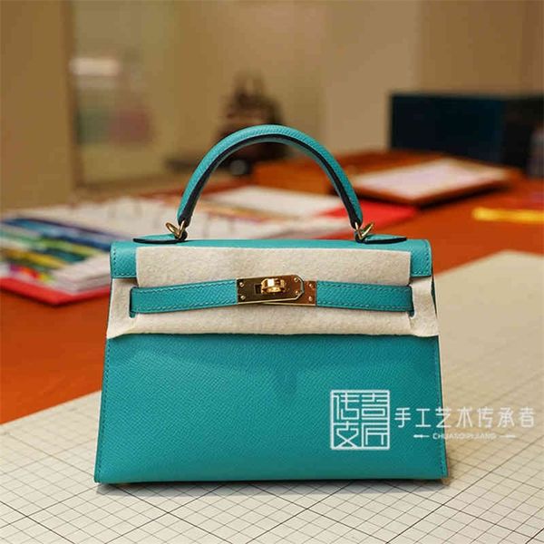 

designer handbags 2021 bag mini kellys 2nd generation epsom leather peacock blue 19cm gold buckle single shoulder messenger bag wan 1gxi