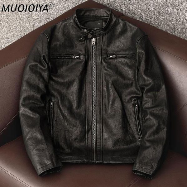 

men's leather & faux 2021 autumn winter fashion men sheepskin jacket motorcycle korea style outwear male classic slim fit coats w57, Black