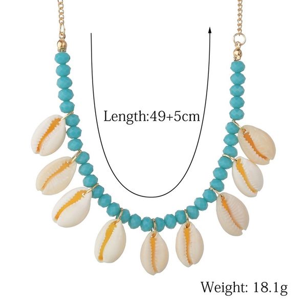 

new bohemian neckchain pine crystal natural shell pendant statement necklace, Black