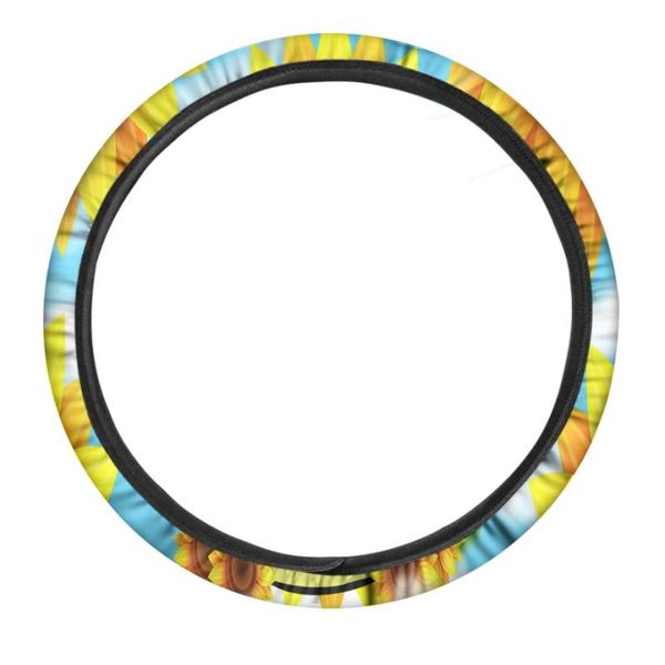 

steering wheel covers smooth cover with sun flower prints protector soft easy clean car protection sturdy