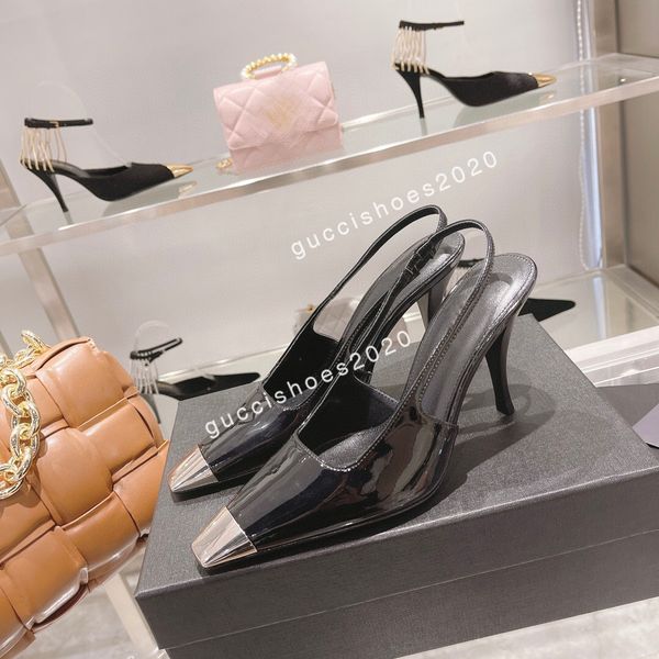 

dress shoes women pumps triangle mid-heel slingback sandals luxurys designers shoe high heels sandales espadrilles espadrille size35-39, Black;red