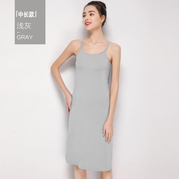 

casual dresses women's modal suspender dress female summer knee-length nightgown 7-5, Black;gray