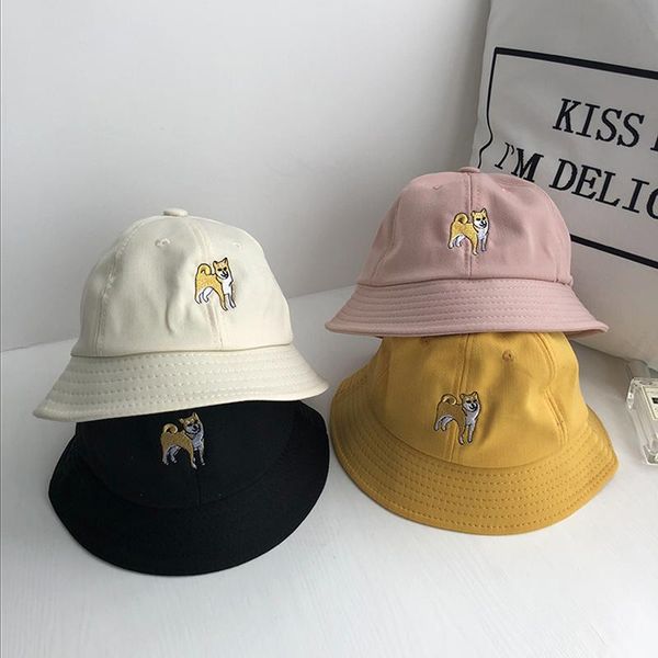

cloches cartoon baby hat cute dog embroidery bucket summer sun protection kids girl boy, Blue;gray