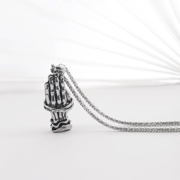 

pendant necklaces punk prayer hand necklace solid hands together model pendants men's hip hop religion street culture accessories, Silver