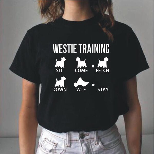 

women's t-shirt summer woman tshirts west highland white terrier westie training short sleeve tee shirt femme casual t women