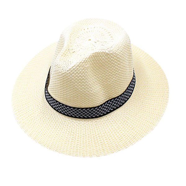

wide brim hats men summer beach straw sun hat ethnic vintage extra large jazz bucket cap hollow out twill knitted ribbon, Blue;gray