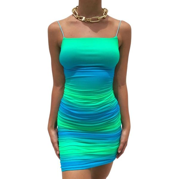 

gradational color suspender dress y2k women stretchy folds slim body tank party clubwear female summer vestido 2021 casual dresses, Black;gray