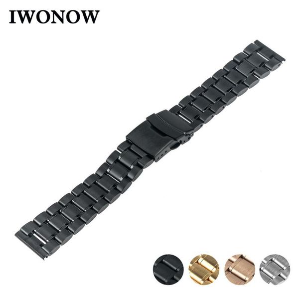 

watch bands stainless steel band 20mm for garmin vivomove safety buckle strap wrist belt bracelet black rose gold silver + spring bar, Black;brown