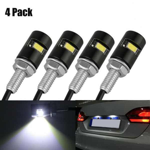 

emergency lights 4pcs universal motorcycle car smd led license plate light screw bolt lamp bulbs 12*17mm