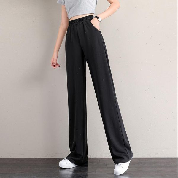 

straight wide leg high waist womens pant full length sweatpants korean style streetwear loose oversize famale casual trousers, Black;white