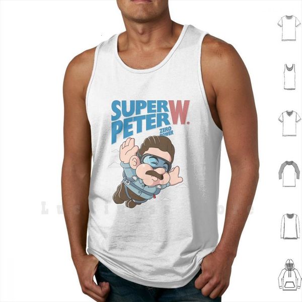 

super peter zero power mens tank vest 100% cotton w 2 superhero hero without, White;black