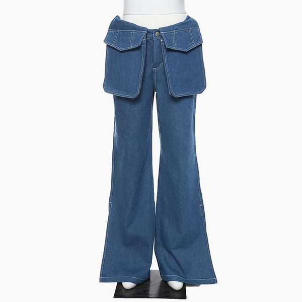 

Women's Jeans Women Wide Leg Detachable Autumn Winter Thicken Two Piece Loose Casual Pants, Blue