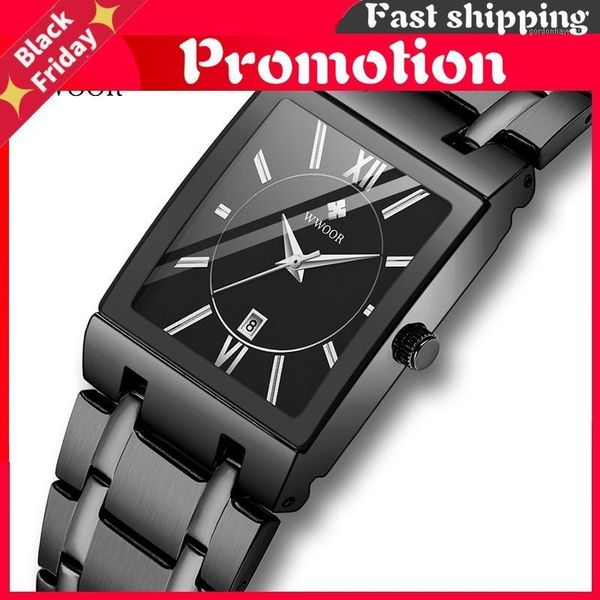 

wristwatches luxury men's watches brand black square quartz men wrist watch stainless steel business male relojes hombre 2021, Slivery;brown