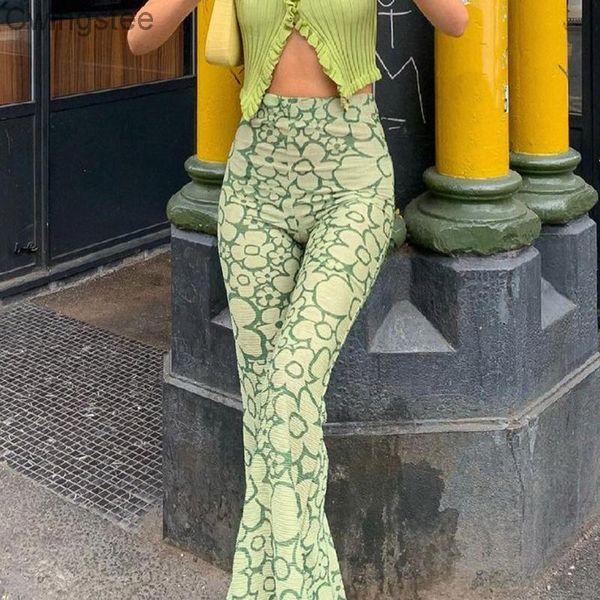 

women's pants & capris floral print women streetwear vintage harajuku cute high waist trousers chic fashion korean sweatpants, Black;white