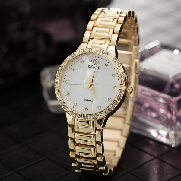 

gold women's bracelet watches rhinestones ladies watch fashion quartz wristwatch gift for women clock wristwatches, Slivery;brown