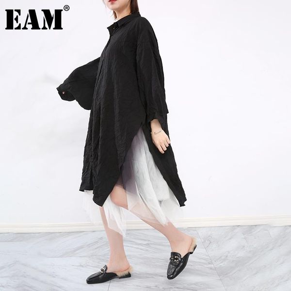 

women's jackets [eam] loose fit black irregular big size long thin jacket lapel sleeve women coat fashion spring summer 2021 1dd867201, Black;brown
