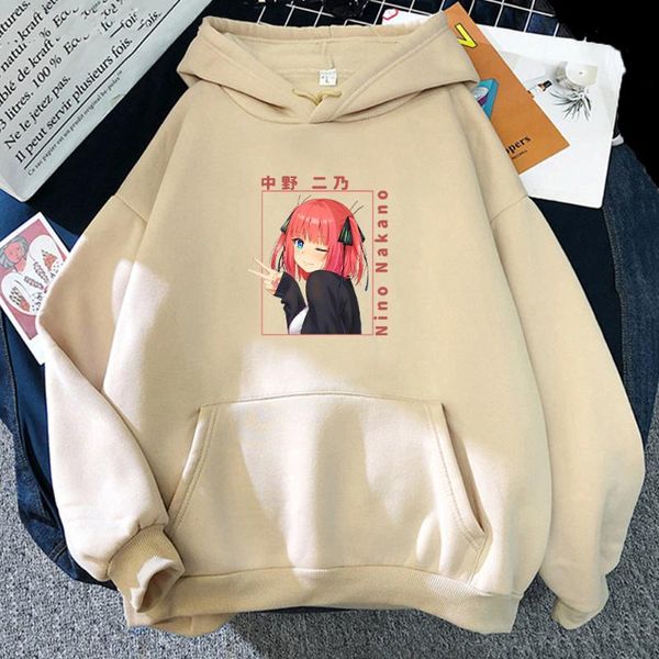 Felpe con cappuccio da uomo Felpe Anime The Quintessential Quintuplets Nino Nakano Felpa con cappuccio con stampa Stile giapponese Streetwear Harajuku Felpa grafica