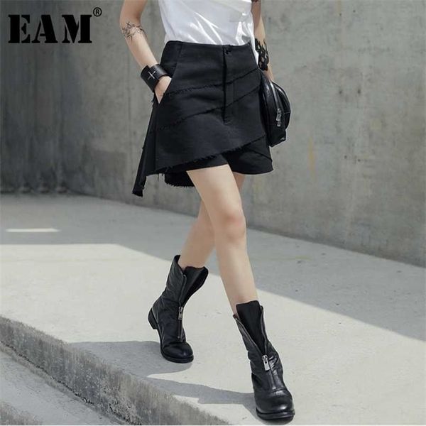 

[eam] spring autumn high waist black layers irregular split joint loose pants women trousers fashion ju438 211115, Black;white