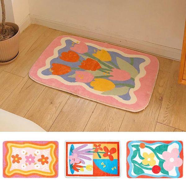 

carpets ins fluffy rug for living room flower floor mats non-slip bath bedside area rugs soft cute foot pads absorbent door