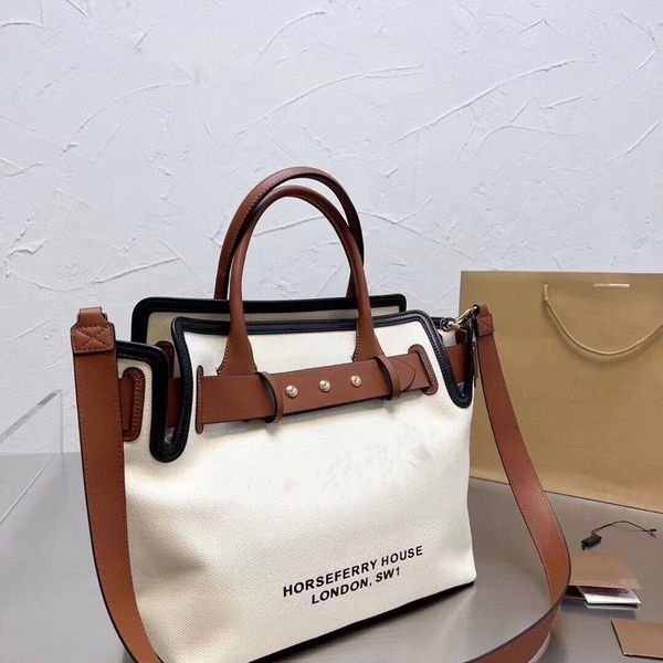 

canvas shopping bag large capacity package tote bags handbag purse fashion letter white genuine leather