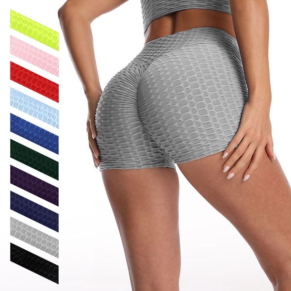 Sexy Leggings apertados Jacquard Weave Calças de Yoga Cintura Alta Cintura Esportes Corrida Curto Push Up Mulheres Pêssego Número de Pêssego Cancelar Cinturão Mencione Hip Exercise Teets WMQ1112