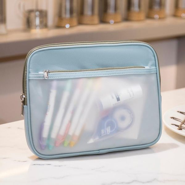 

card holders large capacity pencil case kawaii pencilcase school pen supplies bag box pencils pouch stationery, Brown;gray