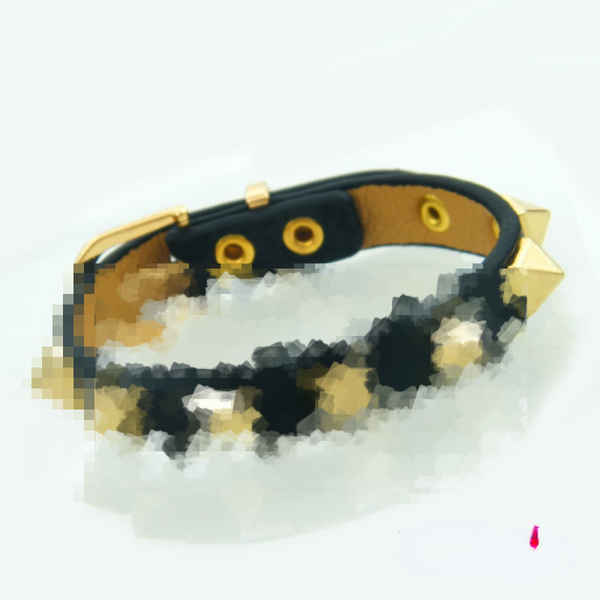 

punk identification style bracelet 8 rivets single ring pu leather lychee pattern alloy belt personalized fashion party gift, Black