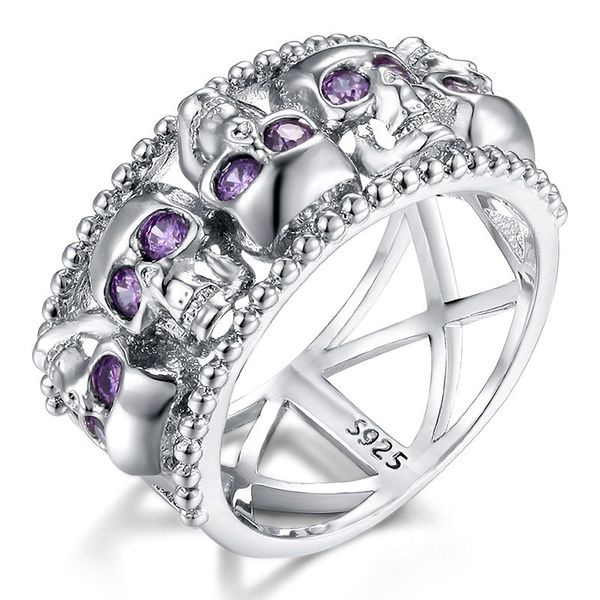

creative skull ring with zircon punk style jewelry, Silver