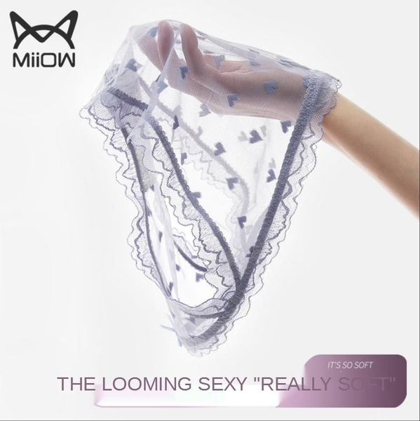 

underpants miiow underwear women lace ice silk cotton crotch antibacterial temptation waist cute japanese girls briefs, Black;white