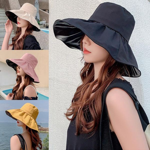 

wide brim hats fashion summer big sun hat for female seaside protection anti-uv cap women outdoor beach sunhat fisherman, Blue;gray