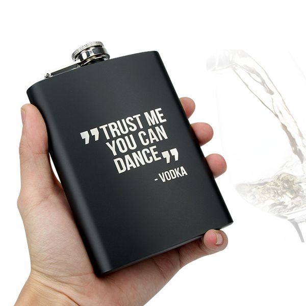 

8 oz creative black paint stainless steel hip flask alcohol liquor flagon whiskey wine bottle travel drinkware for gifts