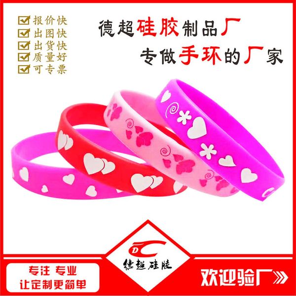 

silicone bracelet valentine's day st. patrick's day bracelet 3-leaf clover wrist band, Black